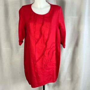 Peacock Ways linen art tunic